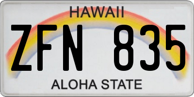 HI license plate ZFN835