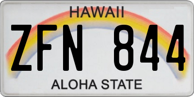 HI license plate ZFN844