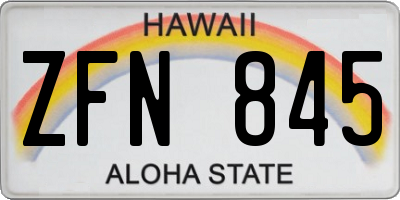 HI license plate ZFN845