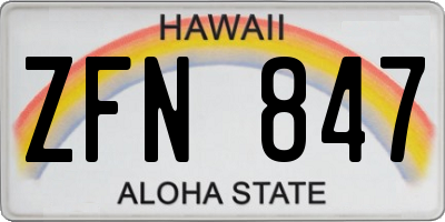 HI license plate ZFN847