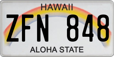 HI license plate ZFN848