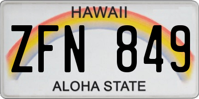 HI license plate ZFN849