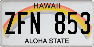 HI license plate ZFN853