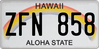 HI license plate ZFN858