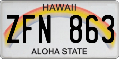 HI license plate ZFN863