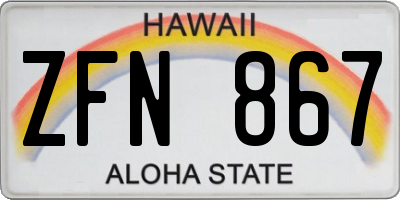 HI license plate ZFN867