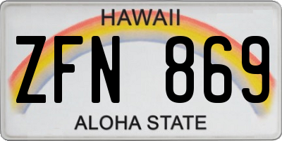 HI license plate ZFN869
