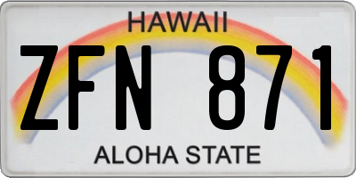 HI license plate ZFN871