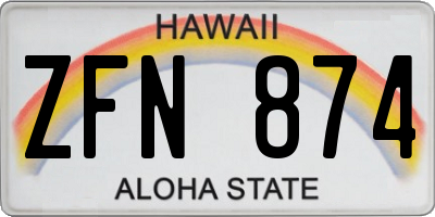 HI license plate ZFN874