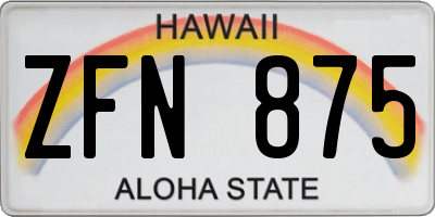 HI license plate ZFN875