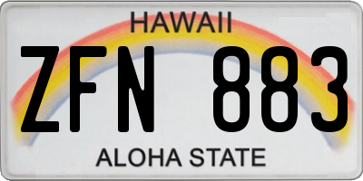 HI license plate ZFN883
