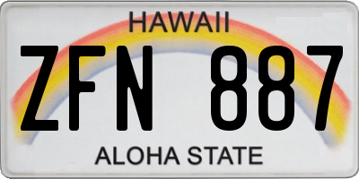 HI license plate ZFN887