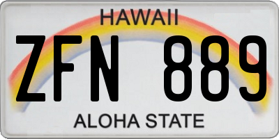 HI license plate ZFN889