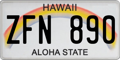 HI license plate ZFN890