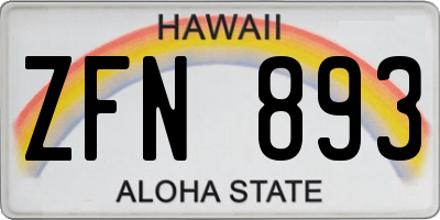 HI license plate ZFN893