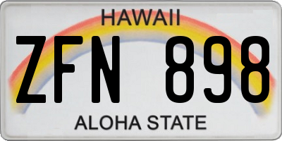 HI license plate ZFN898