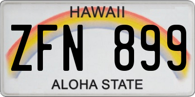 HI license plate ZFN899