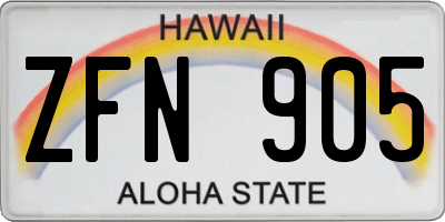HI license plate ZFN905