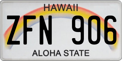 HI license plate ZFN906