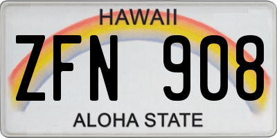 HI license plate ZFN908