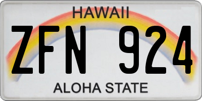 HI license plate ZFN924