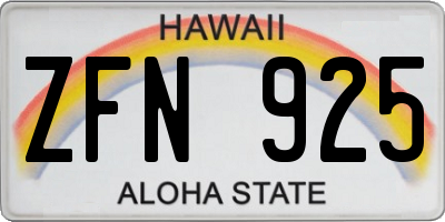 HI license plate ZFN925