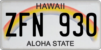HI license plate ZFN930