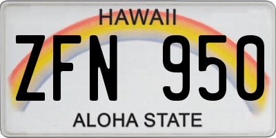 HI license plate ZFN950