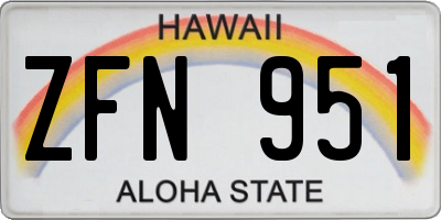 HI license plate ZFN951