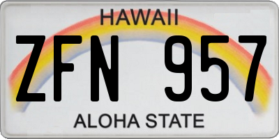 HI license plate ZFN957