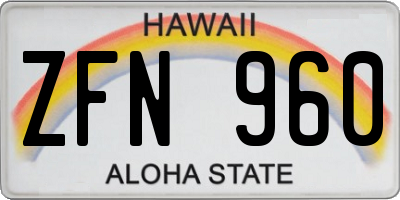 HI license plate ZFN960
