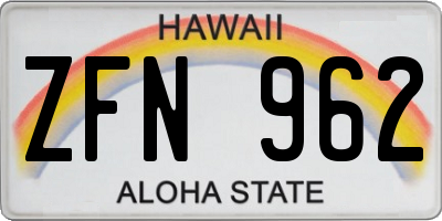 HI license plate ZFN962
