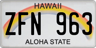 HI license plate ZFN963