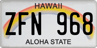 HI license plate ZFN968