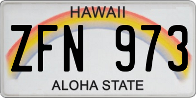 HI license plate ZFN973