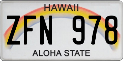 HI license plate ZFN978