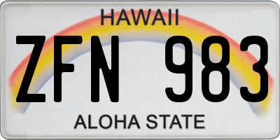 HI license plate ZFN983