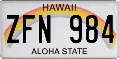 HI license plate ZFN984