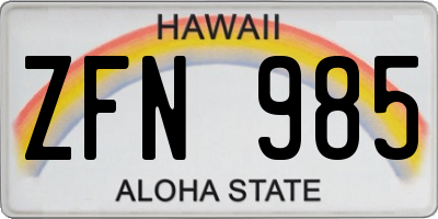 HI license plate ZFN985