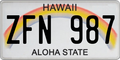 HI license plate ZFN987