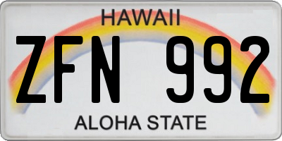 HI license plate ZFN992