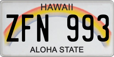HI license plate ZFN993