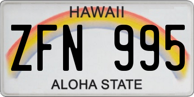HI license plate ZFN995