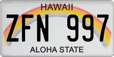 HI license plate ZFN997