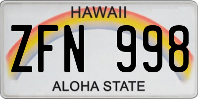 HI license plate ZFN998