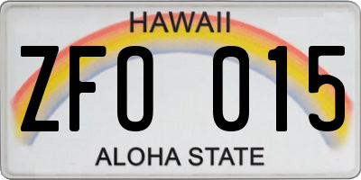 HI license plate ZFO015