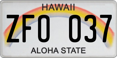 HI license plate ZFO037