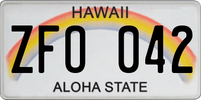 HI license plate ZFO042