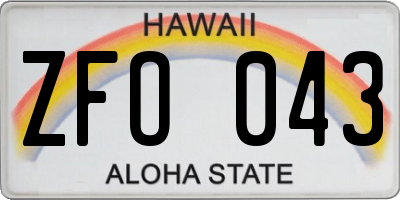 HI license plate ZFO043