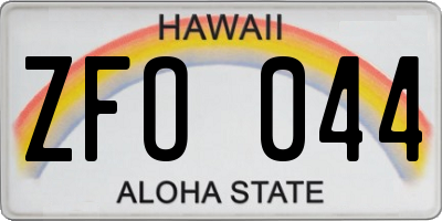 HI license plate ZFO044